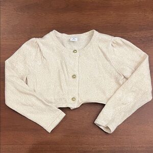 Janie Jack and Cream Cropped Cardigan with Gold Buttons